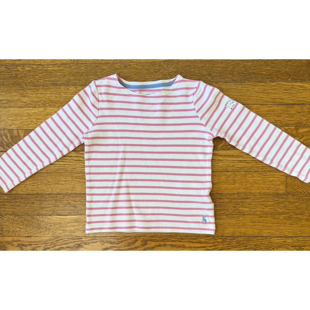 Joules Girls' Pink Striped Long Sleeve Top Size 5